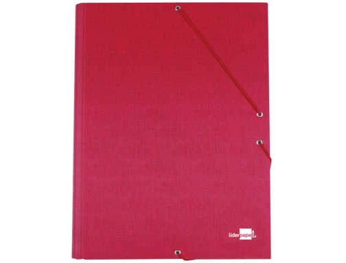 Carpeta Liderpapel gomas folio 3 solapas carton forrado roja 24740 , rojo, imagen 2 mini