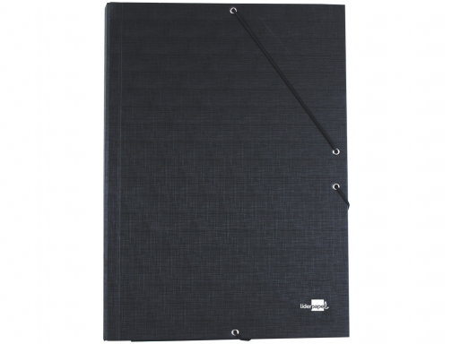 Carpeta Liderpapel gomas folio 3 solapas carton forrado negra 24741 , negro, imagen 2 mini