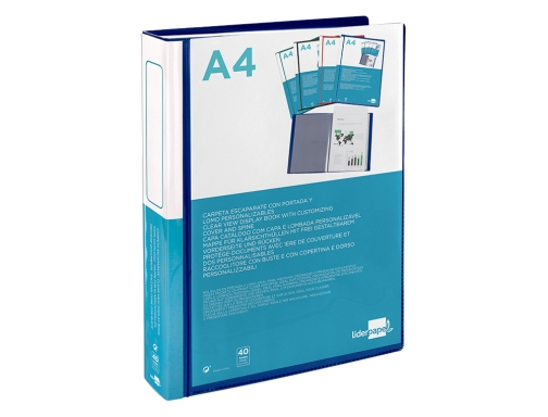 Carpeta Liderpapel personaliza 40 fundas canguro polipropileno Din A4 azul translucido portada 11049 , verde, imagen 5 mini