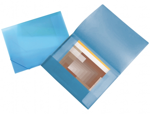 Carpeta Liderpapel portadocumentos 44802 solapas polipropileno Din A3 azul translucido lomo flexible 32827, imagen 2 mini