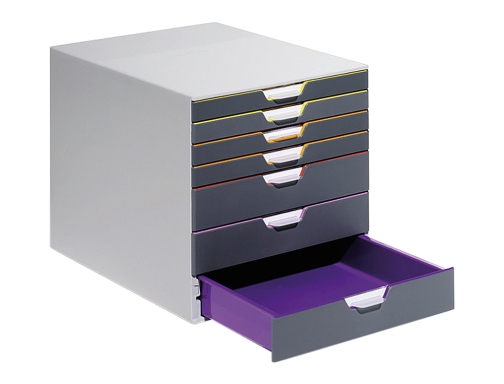 Fichero cajones de sobremesa Durable varicolor apilables 7 cajones plastico 292x280x356 mm 760727 , gris, imagen 2 mini