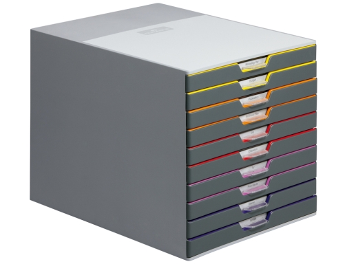 Fichero cajones de sobremesa Durable varicolor apilables 10 cajones plastico 292x280x356 mm 7610275 , gris, imagen 2 mini
