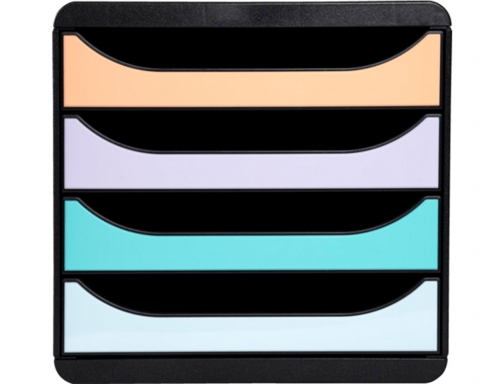 Fichero cajones sobremesa Exacompta big-box aquarel negro 4 cajones colores pastel glossy 3104296D, imagen 2 mini
