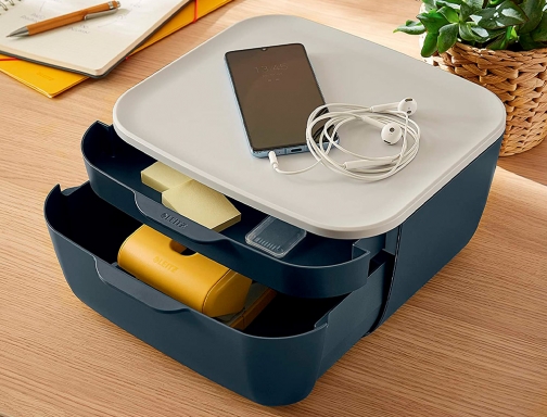 Fichero cajones de sobremesa Leitz cosy 2 cajones gris 53570089, imagen 5 mini