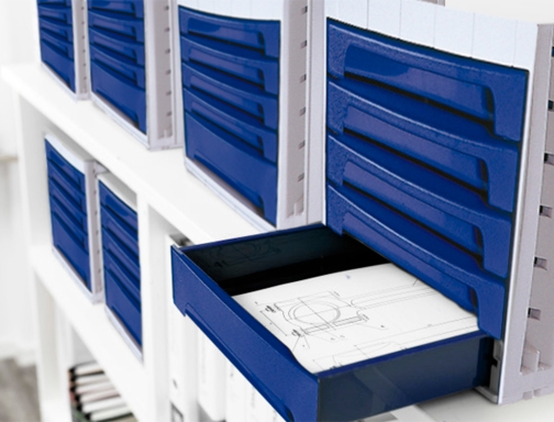 Fichero cajones de sobremesa Archivo 2000 305x370x215 mm bandeja organizadora superior 5 43588 , azul, imagen 4 mini