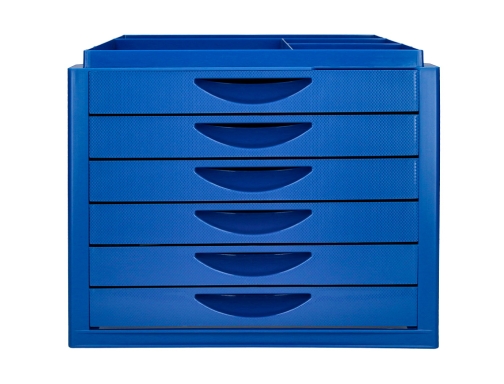 Fichero cajones de sobremesa Q-connect bandeja organizadora superior 6 cajones color azul KF16944, imagen 3 mini