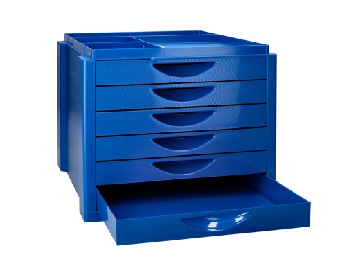 Fichero cajones de sobremesa Q-connect bandeja organizadora superior 6 cajones color azul KF16944, imagen 5 mini