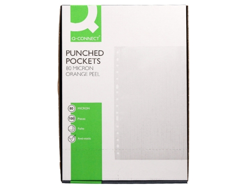 Fundas multitaladro Q-connect folio 80 micras piel de naranja, caja 100 uds, imagen 5 mini