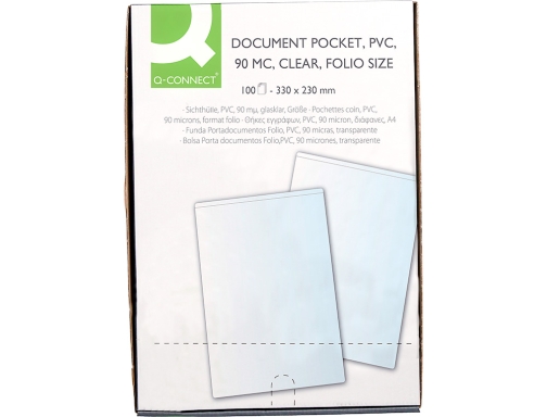 Funda portadocumento folio 90 micras pvc transparente Q-connect 1906, imagen 5 mini