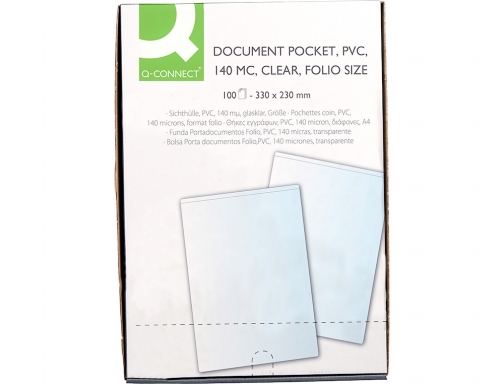 Funda portadocumento Q-connect folio 140 micras pvc transparente 230x330mm KF15081, imagen 5 mini