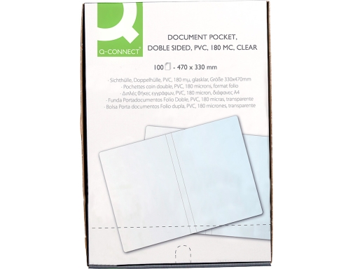 Funda portadocumento Q-connect folio doble 180 micras pvc transparente 330x470mm KF15080, imagen 5 mini