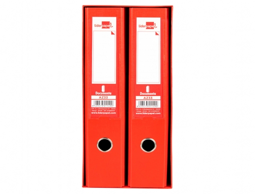 Modulo Liderpapel 2 archivadores folio 2 anillas mecanismo de palanca 75mm rojo 54677, imagen 4 mini