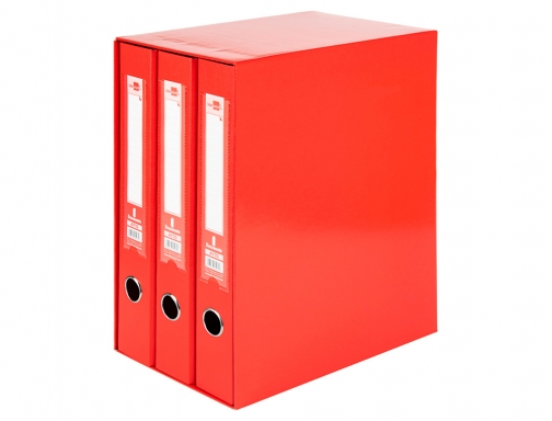 Modulo Liderpapel 3 archivadores folio 2 anillas mixtas 40mm rojo 21153, imagen 2 mini