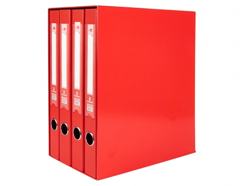 Modulo Liderpapel 4 archivadores folio 2 anillas mixtas 25mm rojo 25071, imagen 2 mini