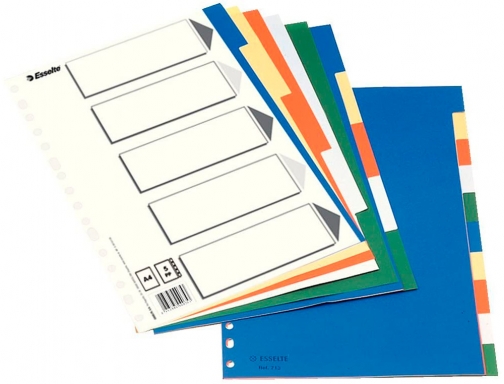 Separador Esselte plastico juego de 10 separadores folio con 5 colores multitaladro 11610, imagen 3 mini