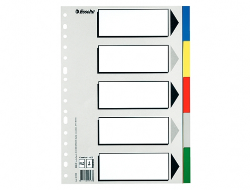 Separador Esselte plastico juego de 5 separadores folio con 5 colores multitaladro 11609, imagen 2 mini