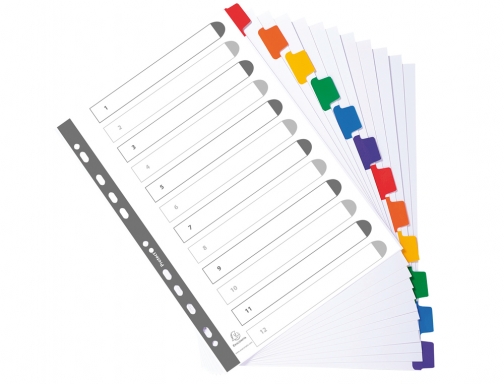 Separador Exacompta cartulina juego de 12 separadores Din A4 multitaladro color blanco 2312E, imagen 2 mini