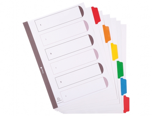 Separador Exacompta cartulina juego de 6 separadores Din A4 multitaladro color blanco 2306E, imagen 2 mini