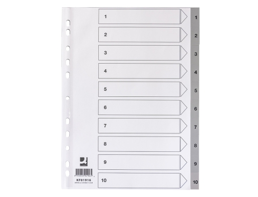 Separador numerico Q-connect plastico 1-10 juego de 10 separadores Din A4 multitaladro KF01916, imagen 4 mini