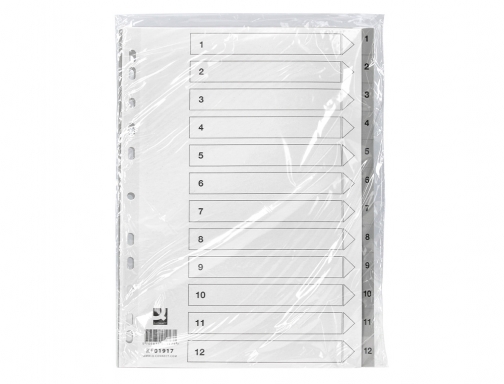 Separador numerico Q-connect plastico 1-12 juego de 12 separadores Din A4 multitaladro KF01917, imagen 3 mini