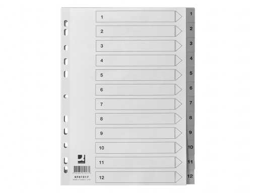 Separador numerico Q-connect plastico 1-12 juego de 12 separadores Din A4 multitaladro KF01917, imagen 4 mini
