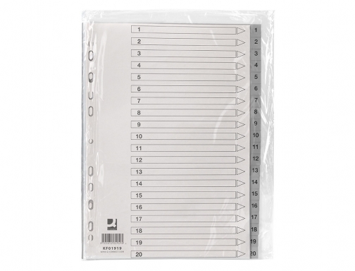 Separador numerico Q-connect plastico 1-20 juego de 20 separadores Din A4 multitaladro KF01919, imagen 3 mini