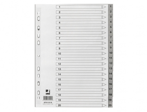 Separador numerico Q-connect plastico 1-20 juego de 20 separadores Din A4 multitaladro KF01919, imagen 4 mini
