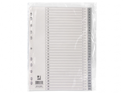 Separador numerico Q-connect plastico 1-31 juego de 31 separadores Din A4 multitaladro KF01895, imagen 3 mini