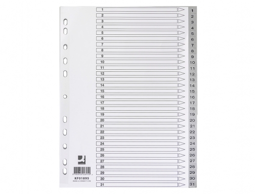 Separador numerico Q-connect plastico 1-31 juego de 31 separadores Din A4 multitaladro KF01895, imagen 4 mini