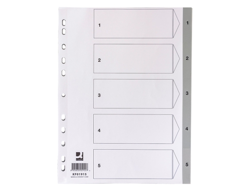 Separador numerico Q-connect plastico 1-5 juego de 5 separadores Din A4 multitaladro KF01915, imagen 4 mini