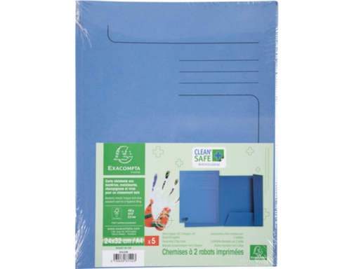 Subcarpeta cartulina Exacompta clean safe Din A4 con 2 solapas azul 400 33122E, imagen 5 mini