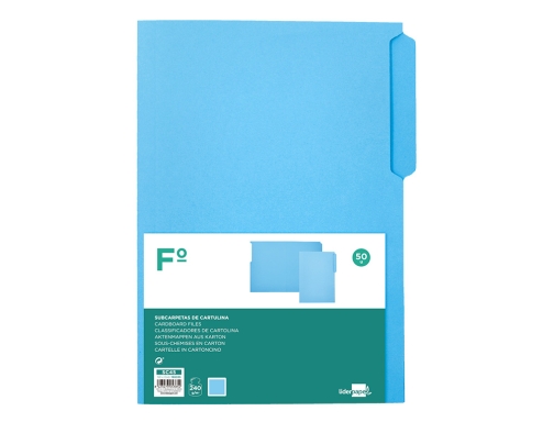 Subcarpeta cartulina Liderpapel folio pestaa superior 240g m2 azul 166335 , celeste, imagen 2 mini