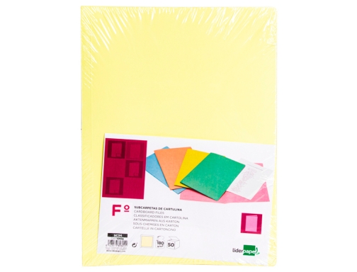 Subcarpeta Liderpapel folio amarillo pastel 180g m2 10426, imagen 2 mini