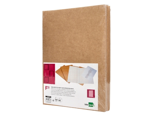 Subcarpeta Liderpapel folio kraft interior blanco 240g m2 23657 , kraft bicolor, imagen 3 mini