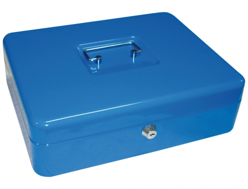 Caja caudales Q-connect 12- 300x240x90 mm azul con portamonedas KF03327, imagen 2 mini