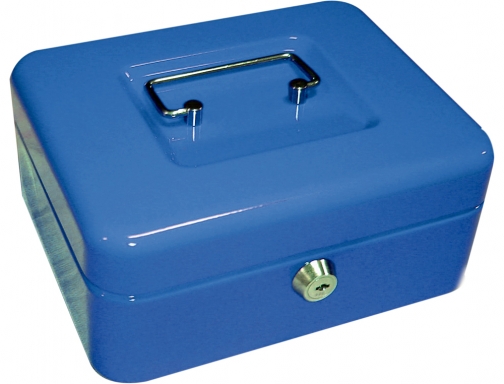 Caja caudales Q-connect 8- 200x160x90 mm azul con portamonedas KF03319, imagen 2 mini