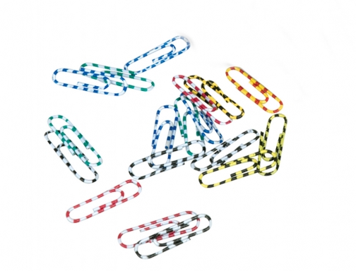 Clips colores rayados Q-connect 28 mm caja de 100 unidades colores surtidos KF02024, imagen 3 mini