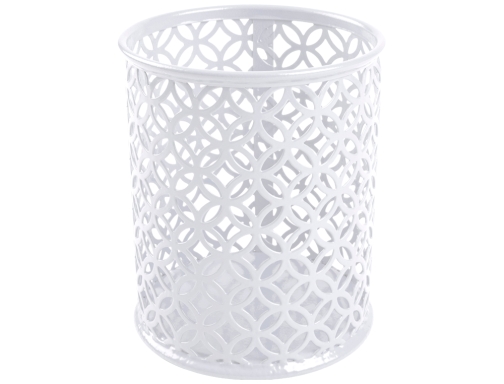Cubilete portalapices Qconnect blanco metal redondo diametro 80 mm alto 100 mm KF11222, imagen 2 mini