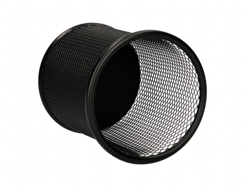 Cubilete portalapices Q-connect negro metal redondo rejilla diametro 86 mm alto 105 KF00864, imagen 3 mini