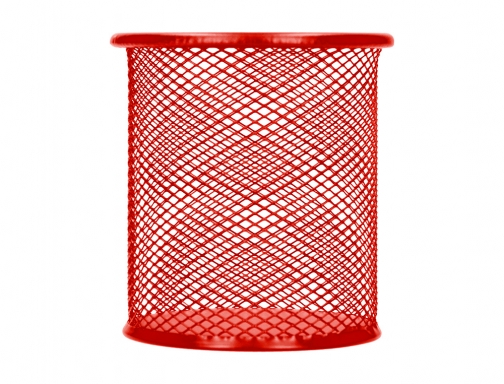 Cubilete portalapices Q-connect rojo metal redondo rejilla diametro 86 mm alto 105 KF00882, imagen 4 mini