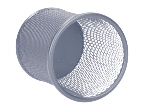 Cubilete portalapices Q-connect plata metal redondo rejilla diametro 86 mm alto 105 KF00846, imagen 3 mini