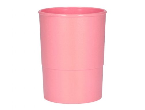 Cubilete portalapices Q-connect rosa pastel opaco plastico diametro 75 mm alto 100 KF17165, imagen 3 mini