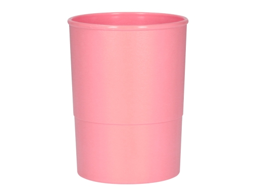 Cubilete portalapices Qconnect rosa pastel opaco plastico diametro 75 mm alto 100 KF17165, imagen 3 mini
