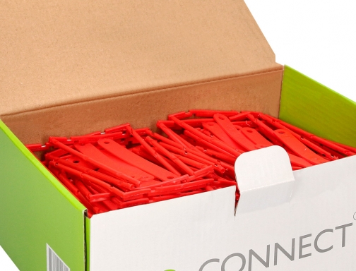 Encuadernador fastener Q-connect plastico d-clips color rojo caja de 100 unidades KF02281, imagen 4 mini