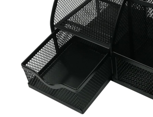 Organizador sobremesa Q-connect KF17295 de metal curvo rejilla negra con 5 departamentos , gris, imagen 4 mini