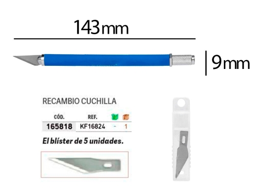Bisturi Qconnect de metal aleacion de aluminio con goma 5 cuchillas de KF00289, imagen 3 mini