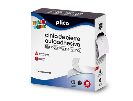 Cinta de cierre adhesiva Plico velcro blanco 20mm x 10m 13330, imagen 2 mini