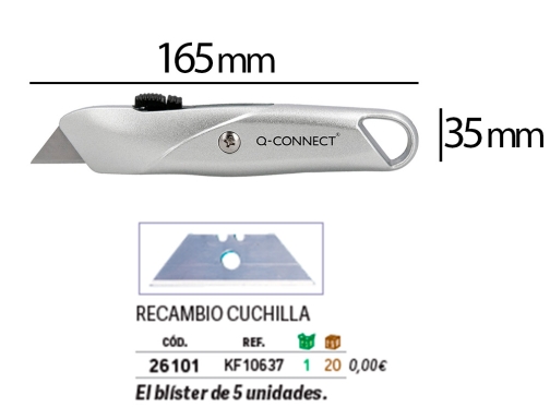 Cuter Q-connect 219bc ancho de metal gris KF10633, imagen 3 mini