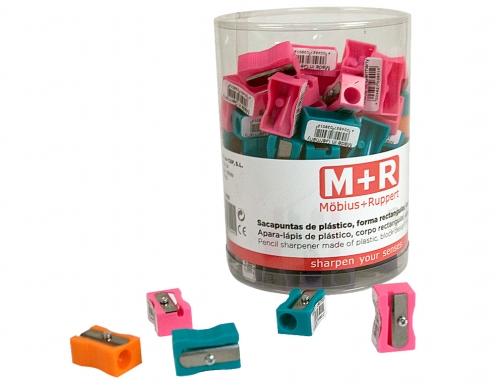 Sacapuntas m+r 304 plastico rectangular 1 utilizacion colores surtidos Mor 03040090, imagen 2 mini