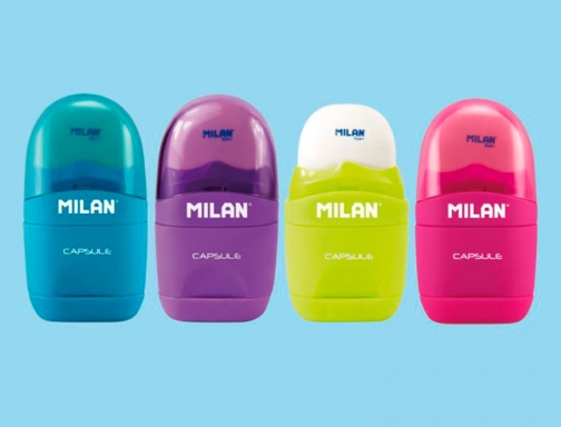 Sacapuntas Milan capsule plastico 1 utilizacion con goma + 2 recambios de BYM10034, imagen 3 mini